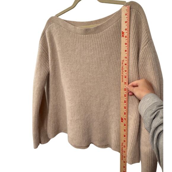 NWT! Jenni Kayne M 100% Cashmere Boatneck Sweater $395 Ribbed Knit Oatmeal Beige - Picture 9 of 11
